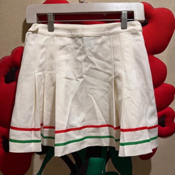 SOLID & STRIPED Tennis Skirt White with Red and Green Stripe Trim Prince - Picture 3 of 5